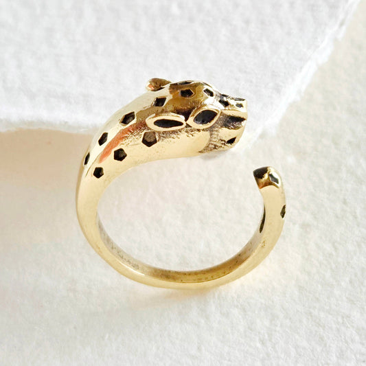 Bisjoux - Brass tiger panther animal ring adjustable nature jewelry