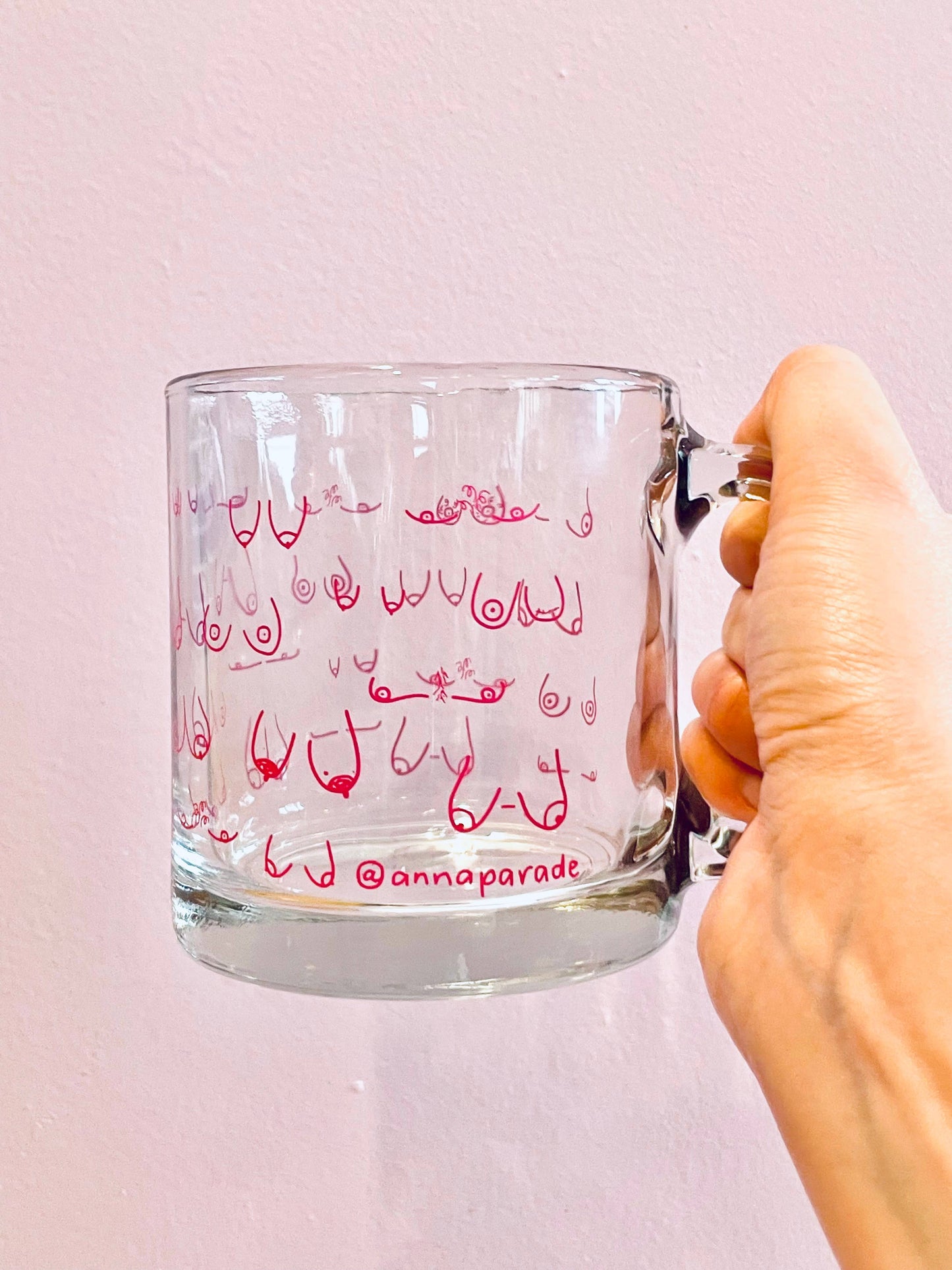 Tiddies! 15-ounce glass coffee or tea mug