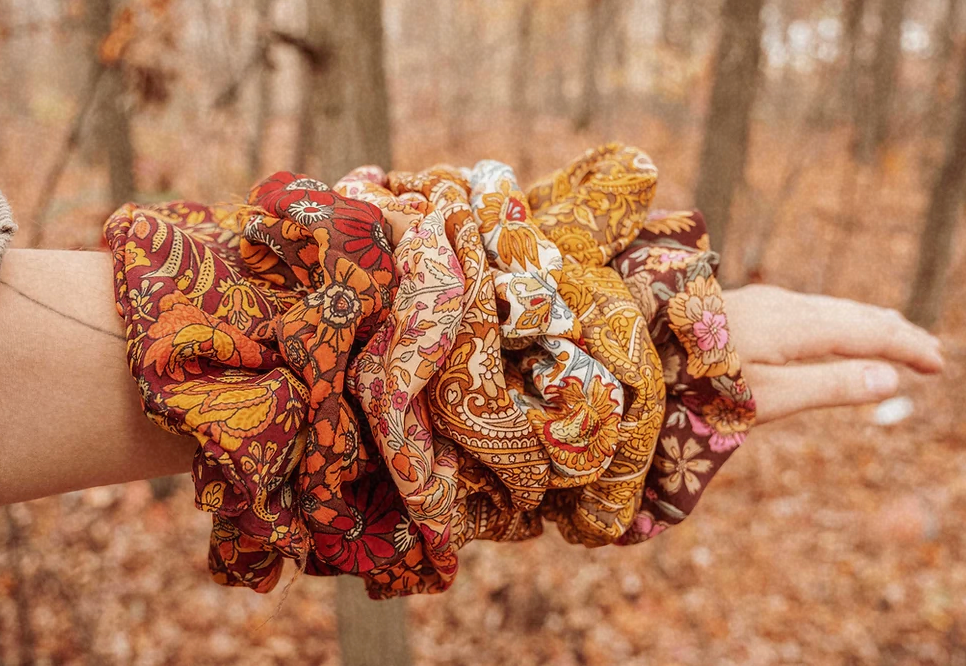 Gardenbelle - Boho Oversized Silk Floral Hair Scrunchies
