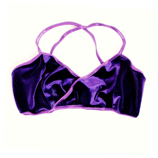 Purple Velvet Bralette // purple velour top, wrap bra, comfort