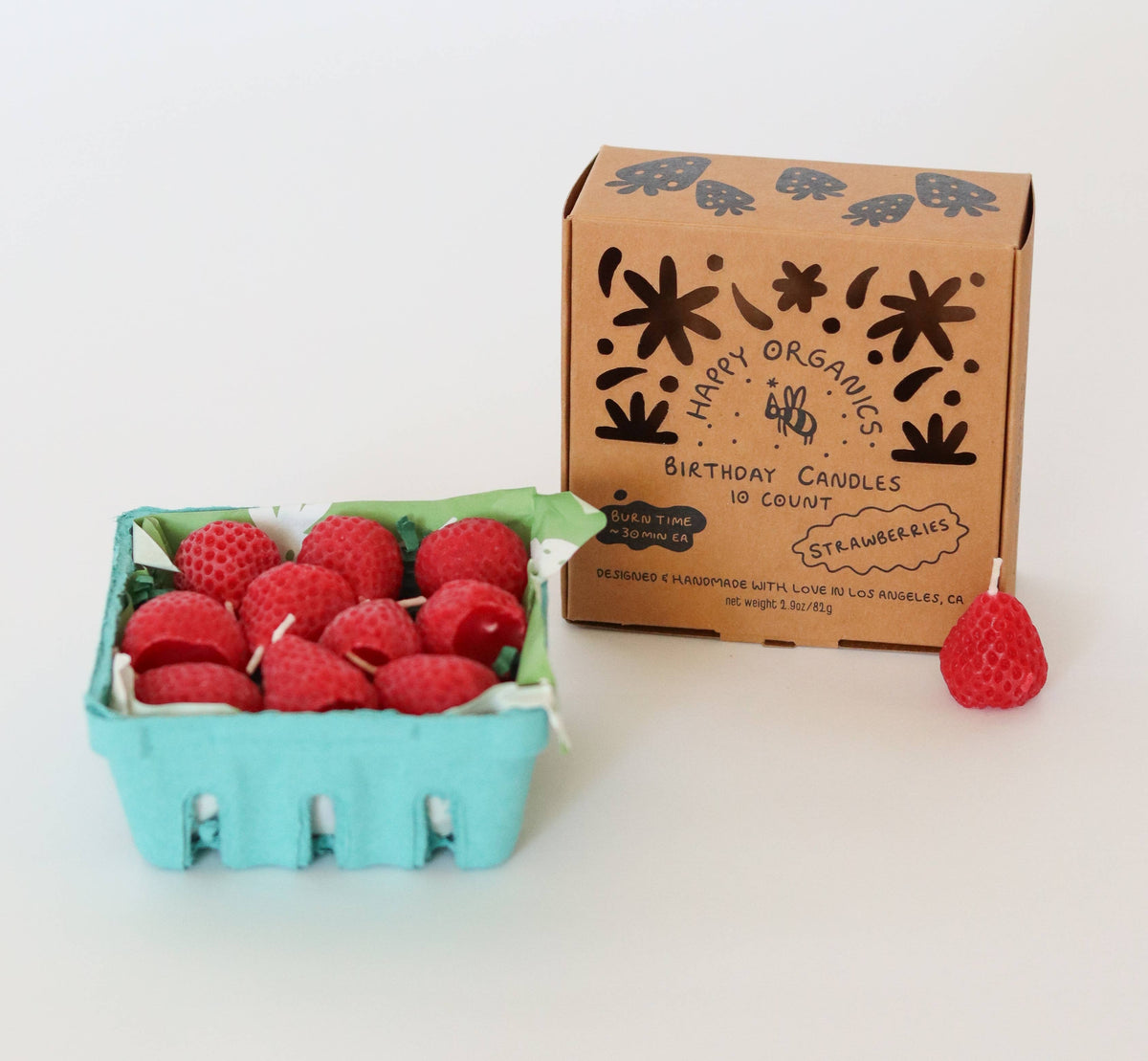 Happy Organics - Strawberry Beeswax Birthday Candles