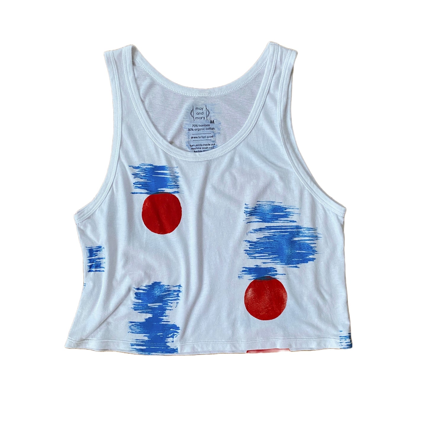 May and Mary Block Printed Bamboo Crop Tank - New Birch
