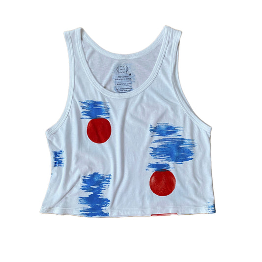 May and Mary Block Printed Bamboo Crop Tank - New Birch
