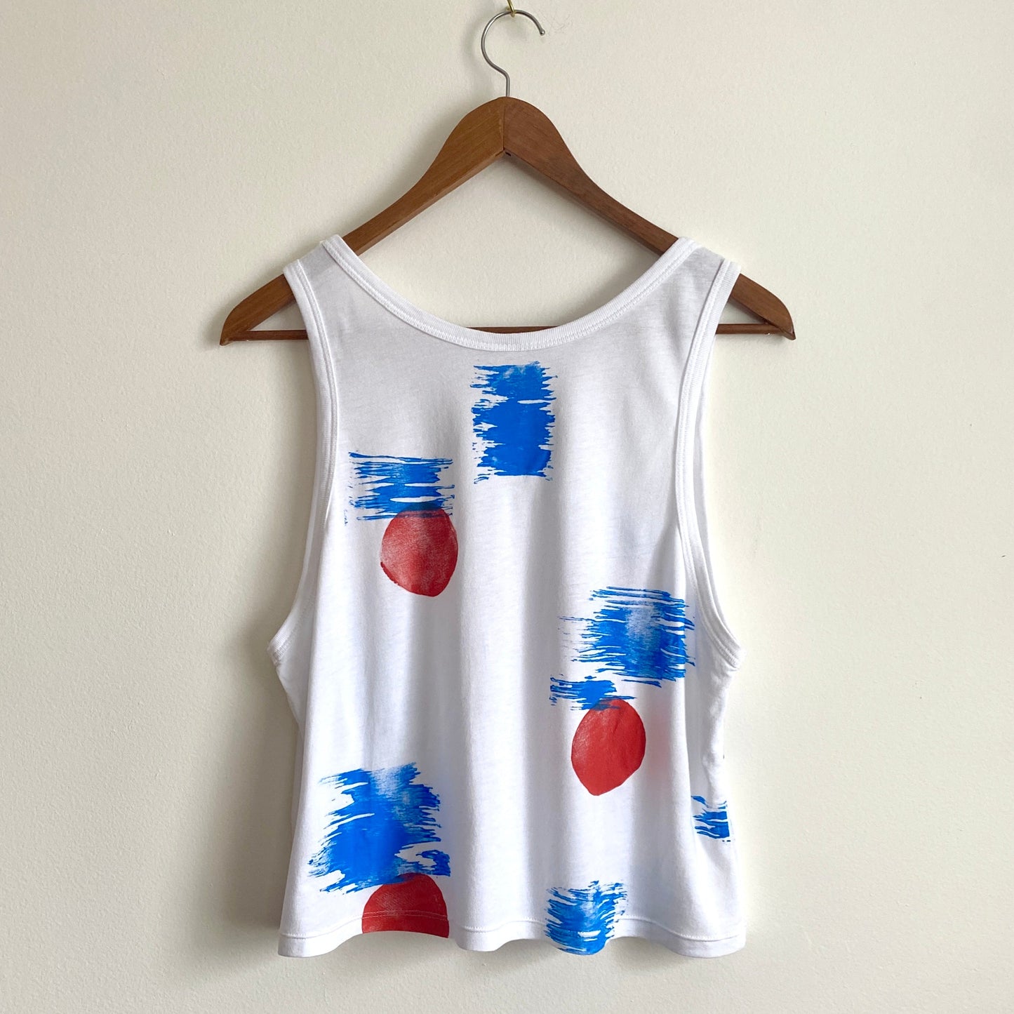 May and Mary Block Printed Bamboo Crop Tank - New Birch