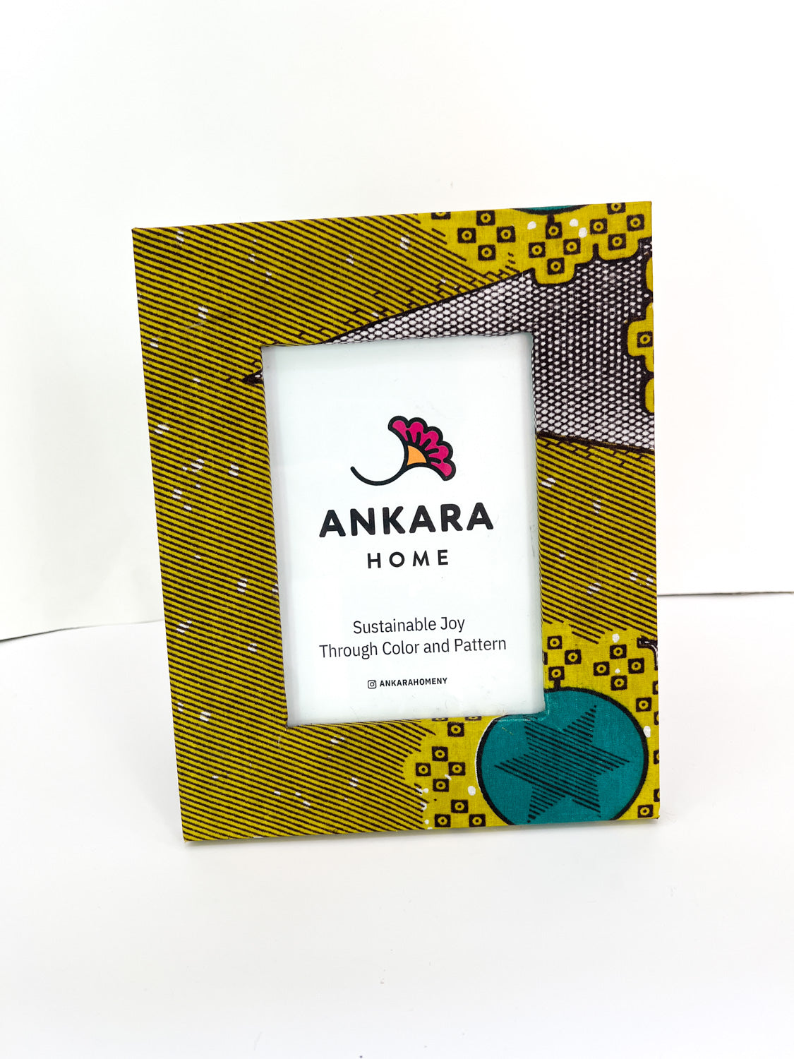 Ankara Picture Frame - large Chartreuse and teal