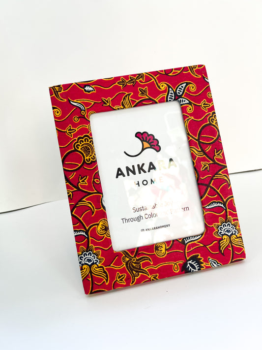 Ankara Picture Frame - medium red with floral