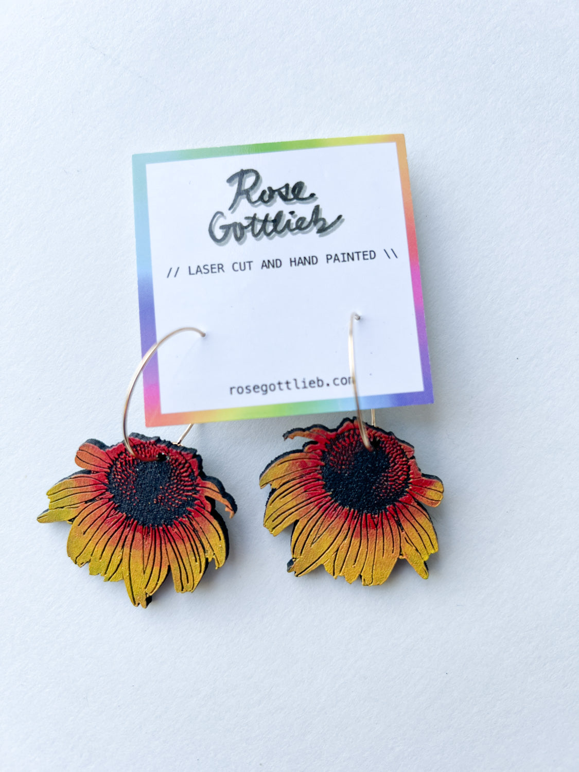 Rose Gottlieb Earrings - sunflower hoops