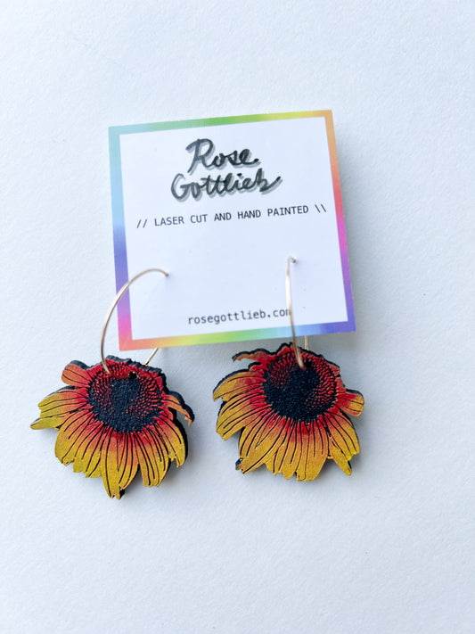 Rose Gottlieb Earrings - sunflower hoops