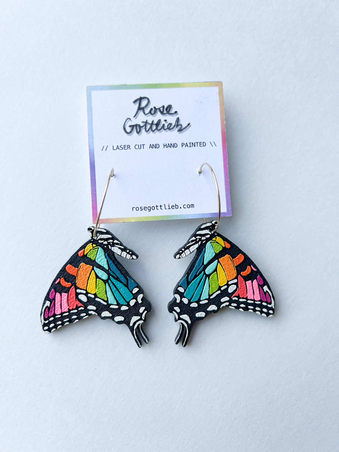 Rose Gottlieb Earrings - rainbow swallowtails