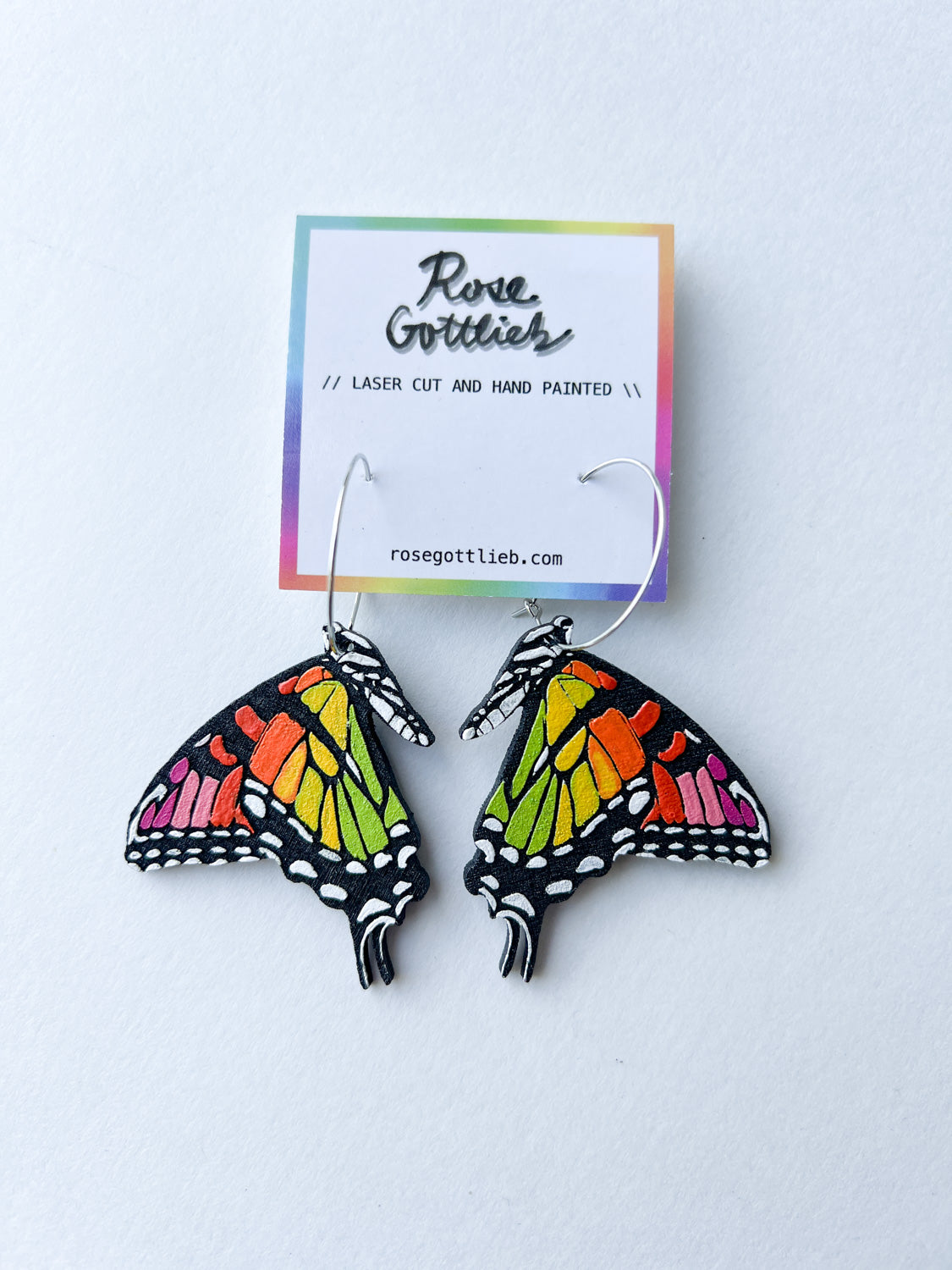Rose Gottlieb Earrings - fall rainbow swallowtails