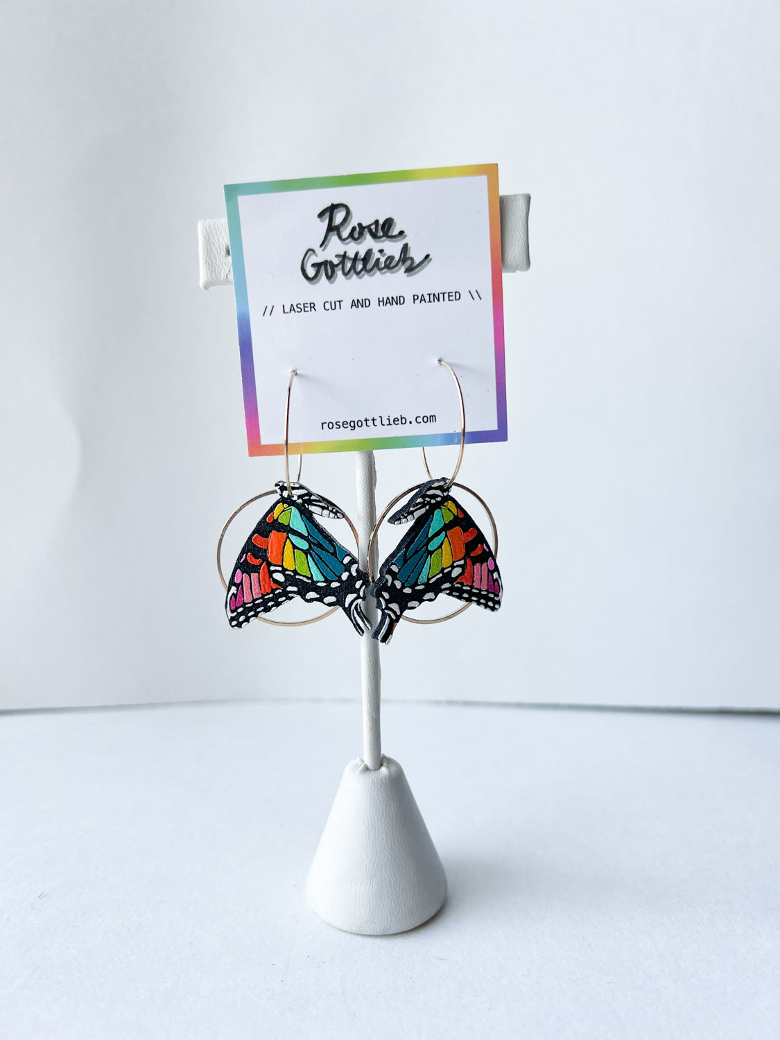 Rose Gottlieb Earrings - small rainbow swallowtails with circles