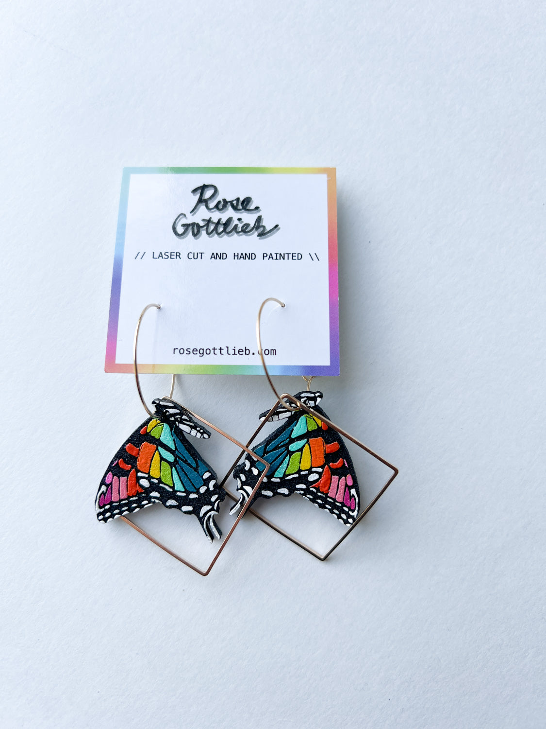 Rose Gottlieb Earrings - small rainbow swallowtails with diamonds
