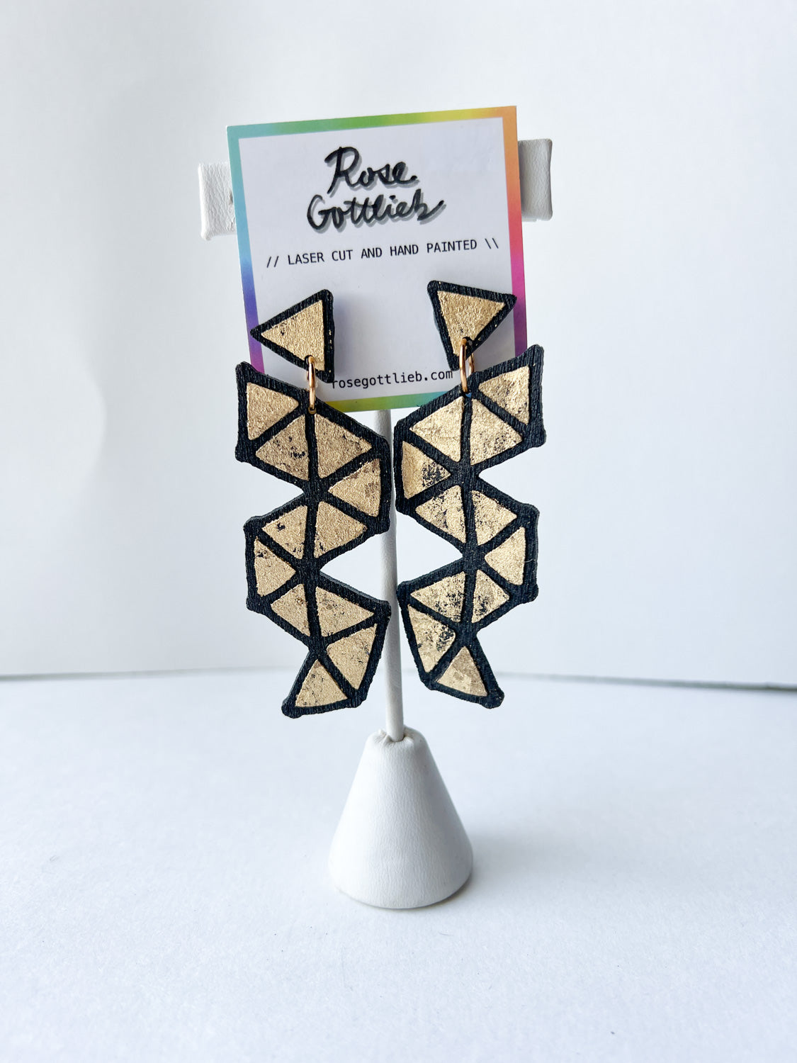 Rose Gottlieb Earrings - black and gold geometric squiggles