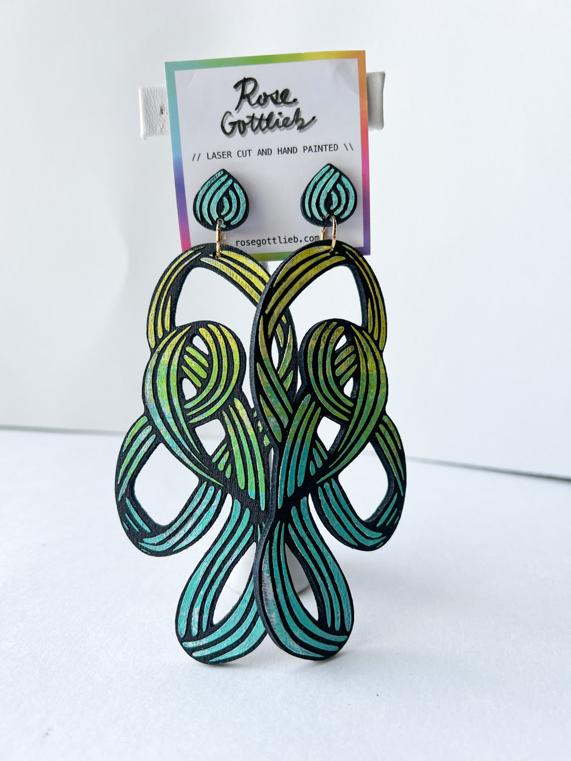 Rose Gottlieb Earrings - long swirly studs