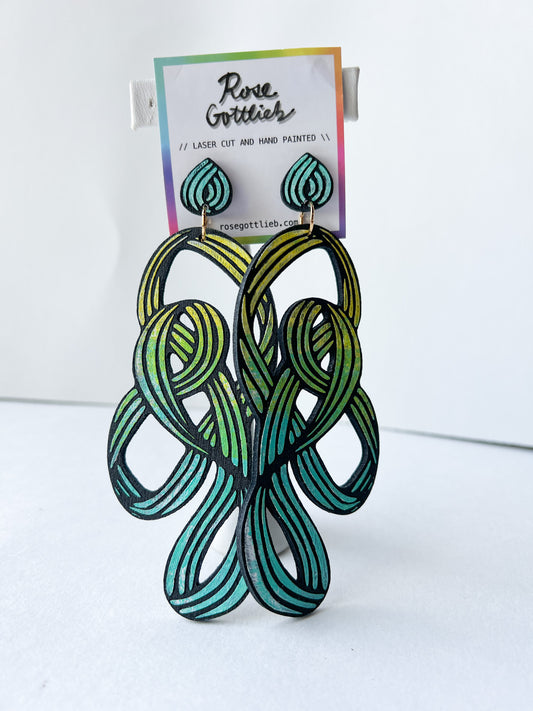 Rose Gottlieb Earrings - long swirly studs