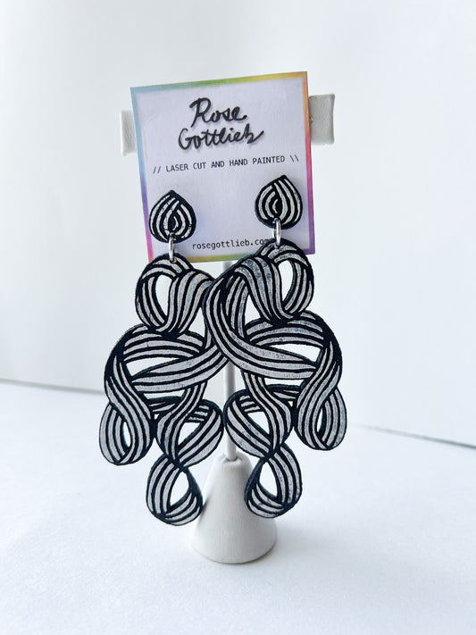 Rose Gottlieb Earrings - medium swirly studs - black and white