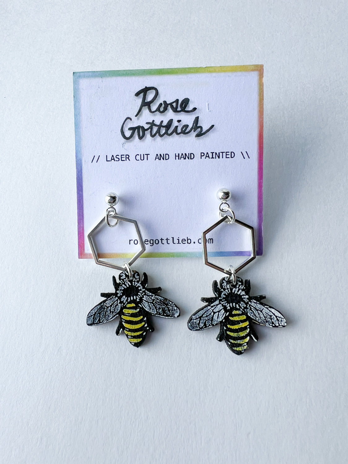 Rose Gottlieb Earrings - bees and hexagons