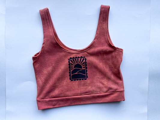 May and Mary Handmade Bra Top - rust stamp