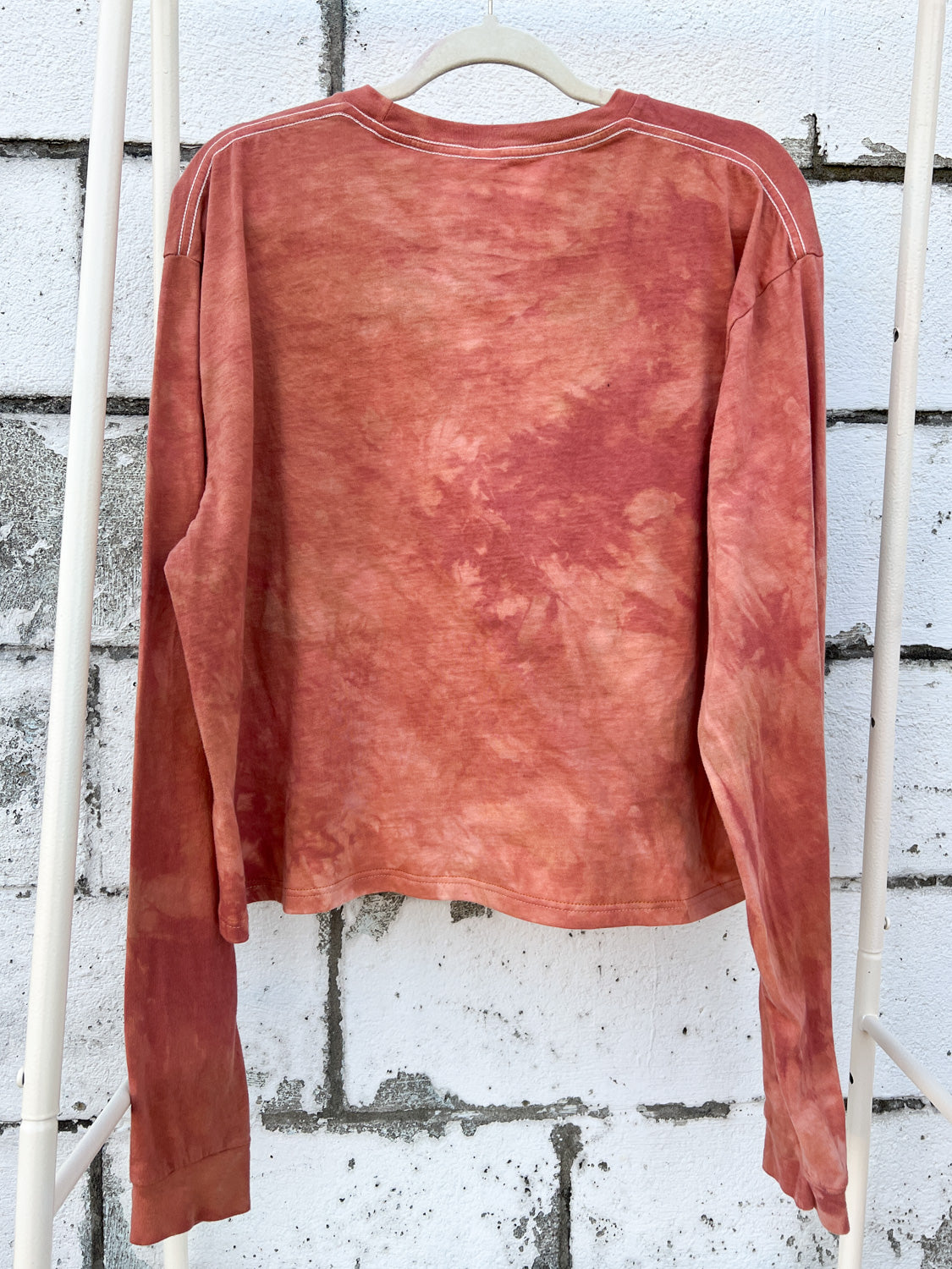 May and Mary Organic Cotton Long Sleeve Crop Tee - Rust Stamp