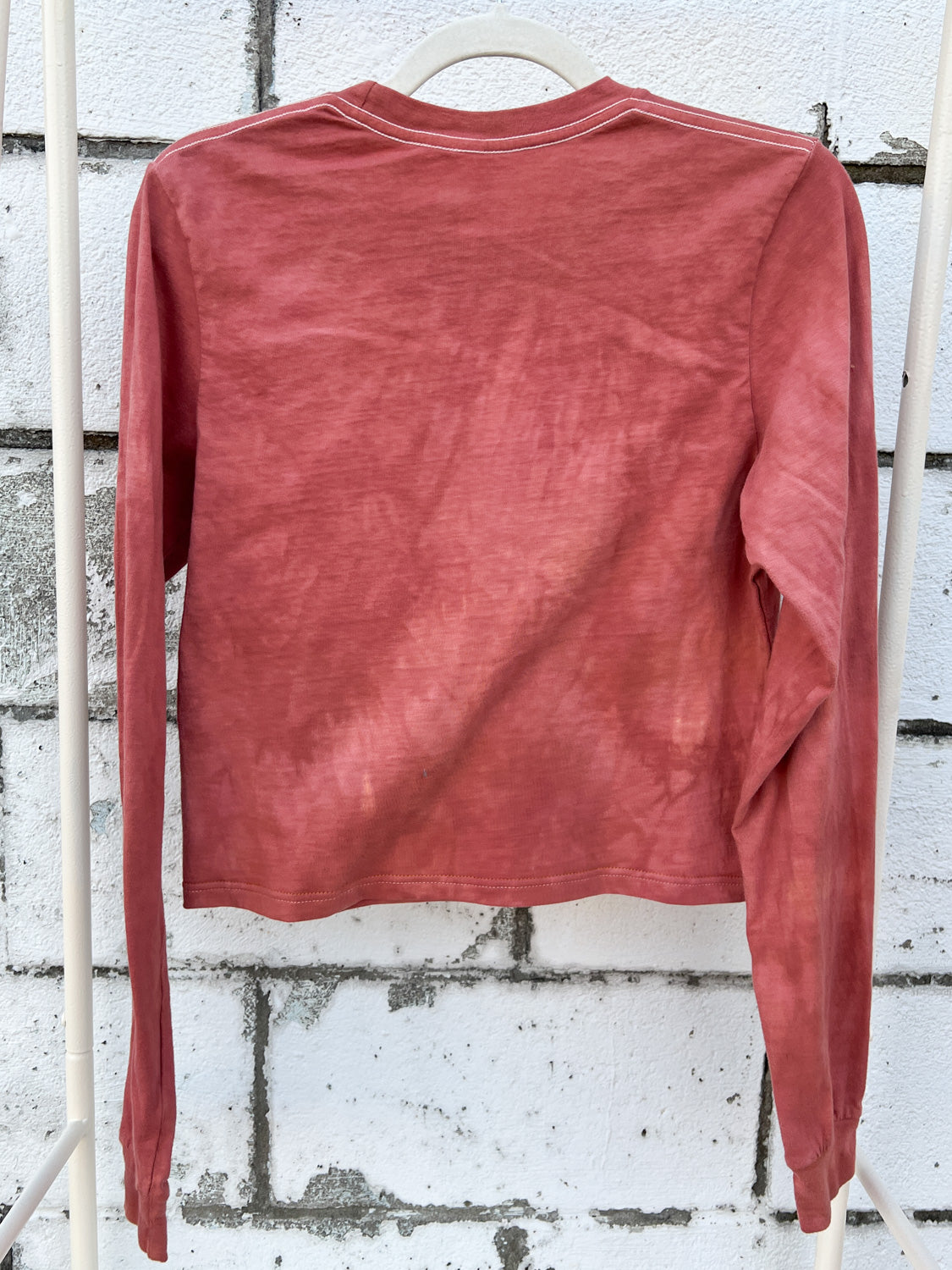 May and Mary Organic Cotton Long Sleeve Crop Tee - Rust Stamp