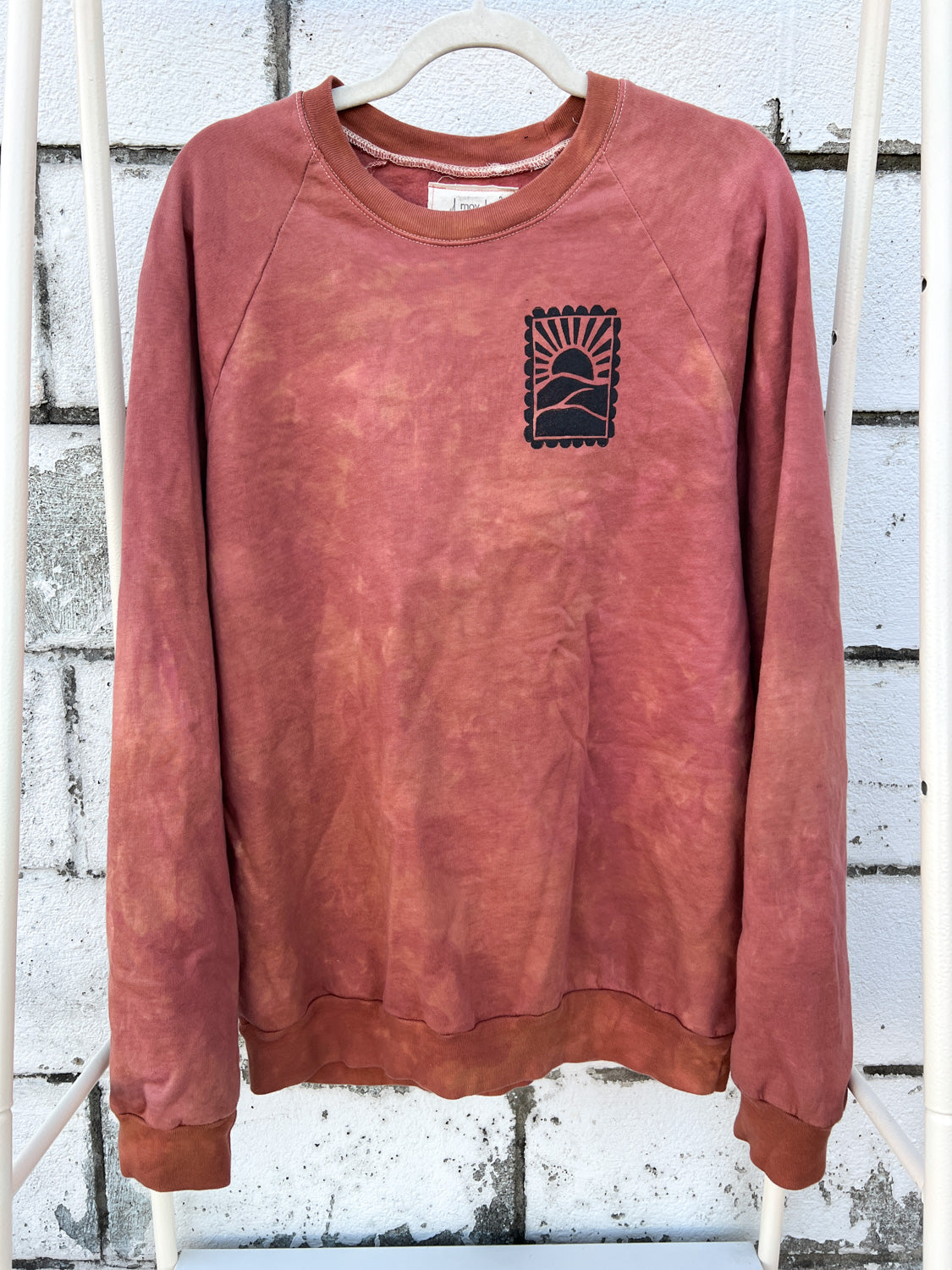 May and Mary Ice Dyed Organic Cotton Sweatshirt- Rust Stamp