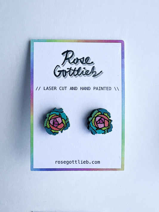 Rose Gottlieb Earrings - cabbage studs