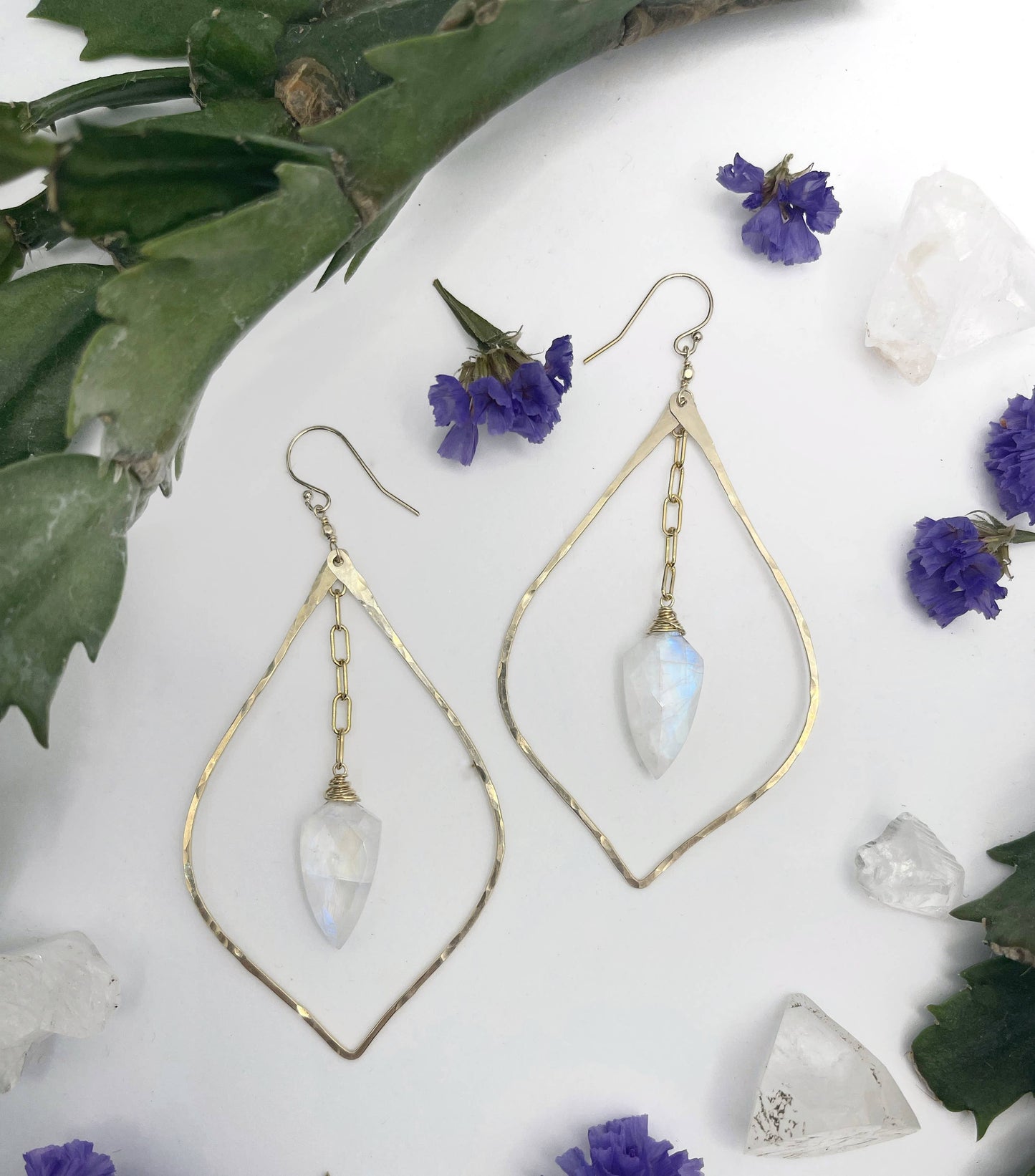 Elysium Jewelry Rainbow Moonstone Petal Drop Earrings