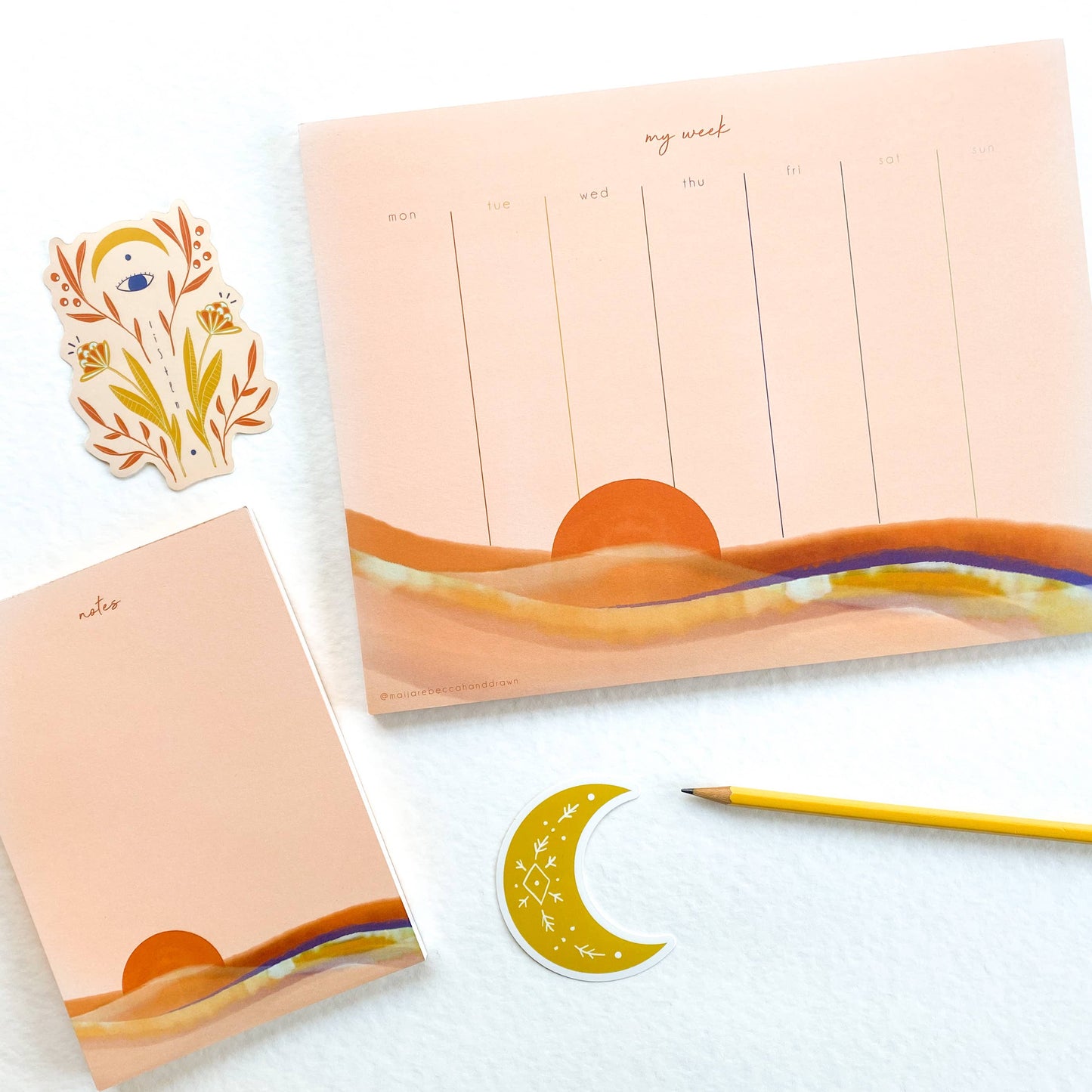 Pink Sunset Weekly Planner Pad