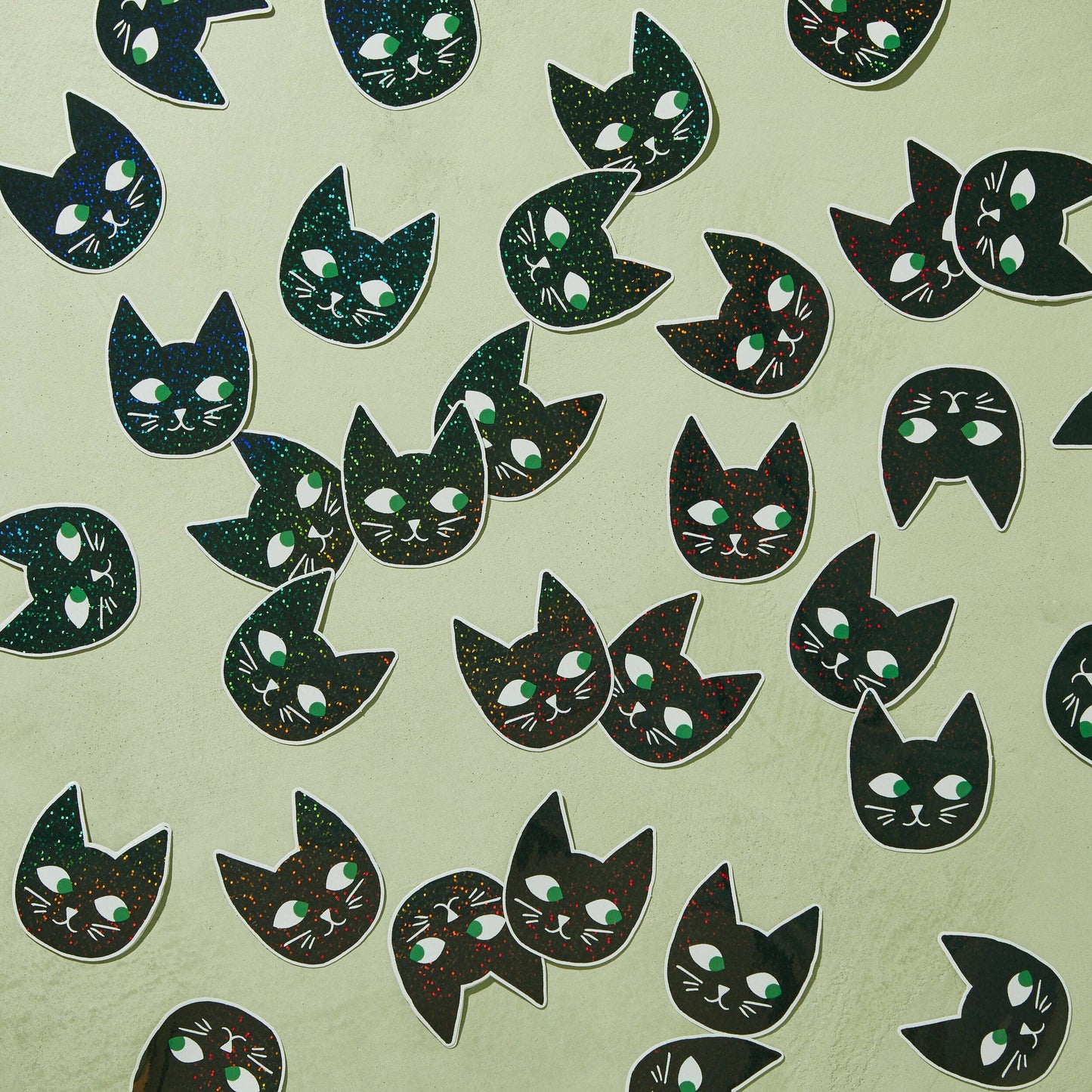 Glitter Cat Head Sticker